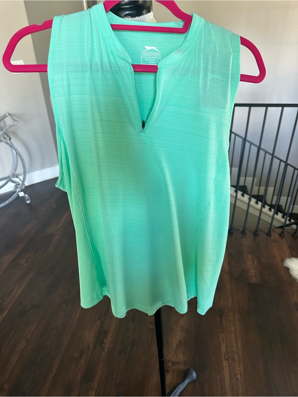 Slazenger Mint Green Golf Top with Pink Trim